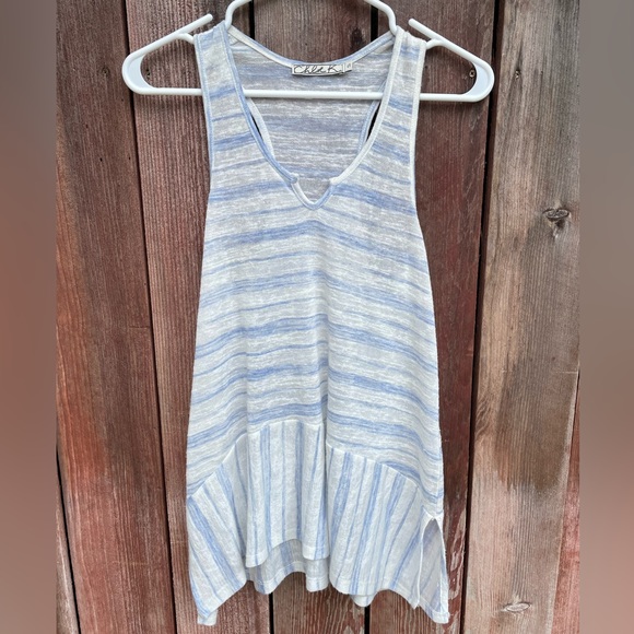 Chloe K Tops - Chloe K Racerback Blue & White Striped Tank Size Small